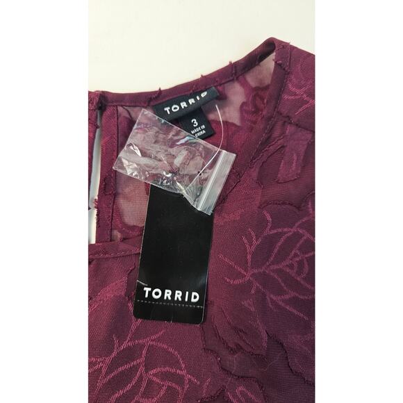 NWT Torrid Abbey Chiffon Clip Floral Red 3 3X 22 - 24 Sheer coquette whimsigoth - Picture 5 of 9
